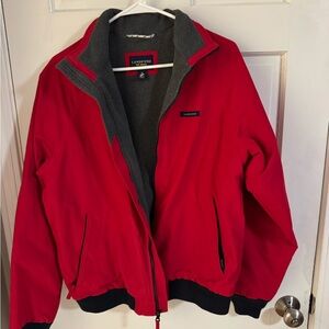Lands End Red The Squall Jacket Fleece Lining Size S